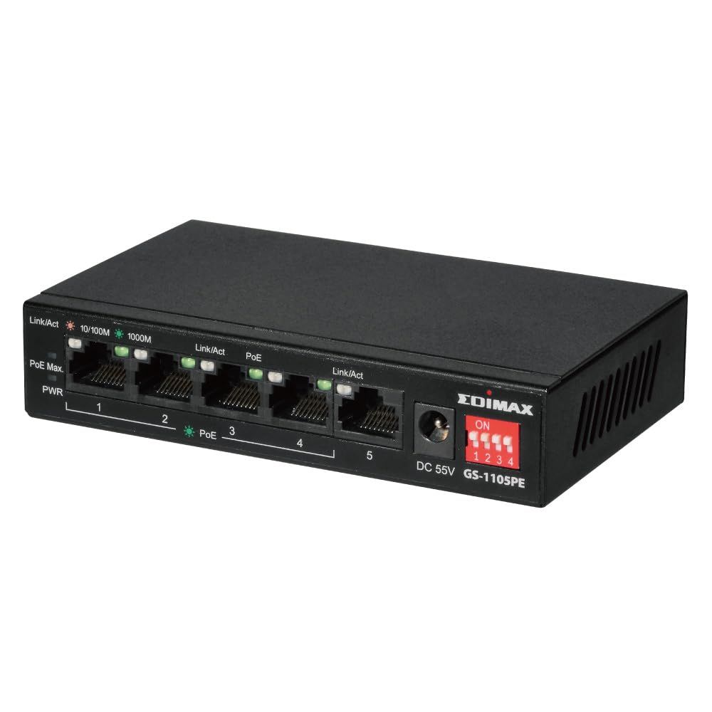 Edimax 5-Port 10/100/1000GbE PoE+ Switch (LR)