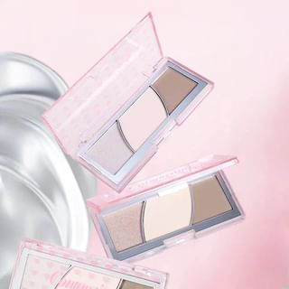 Paleta de contorno y realce tricolor Pintada a la sombra biya, 2 tonos, Rosa, 9.9g