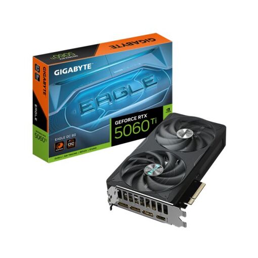 Carte graphique Gigabyte GeForce RTX 5060 Ti EAGLE OC 8G - 8 Go GDDR7, 128 bits, PCI-E 5.0, 2617 MHz Fréquence du processeur, 3 x DisplayPort, 1 x HDMI