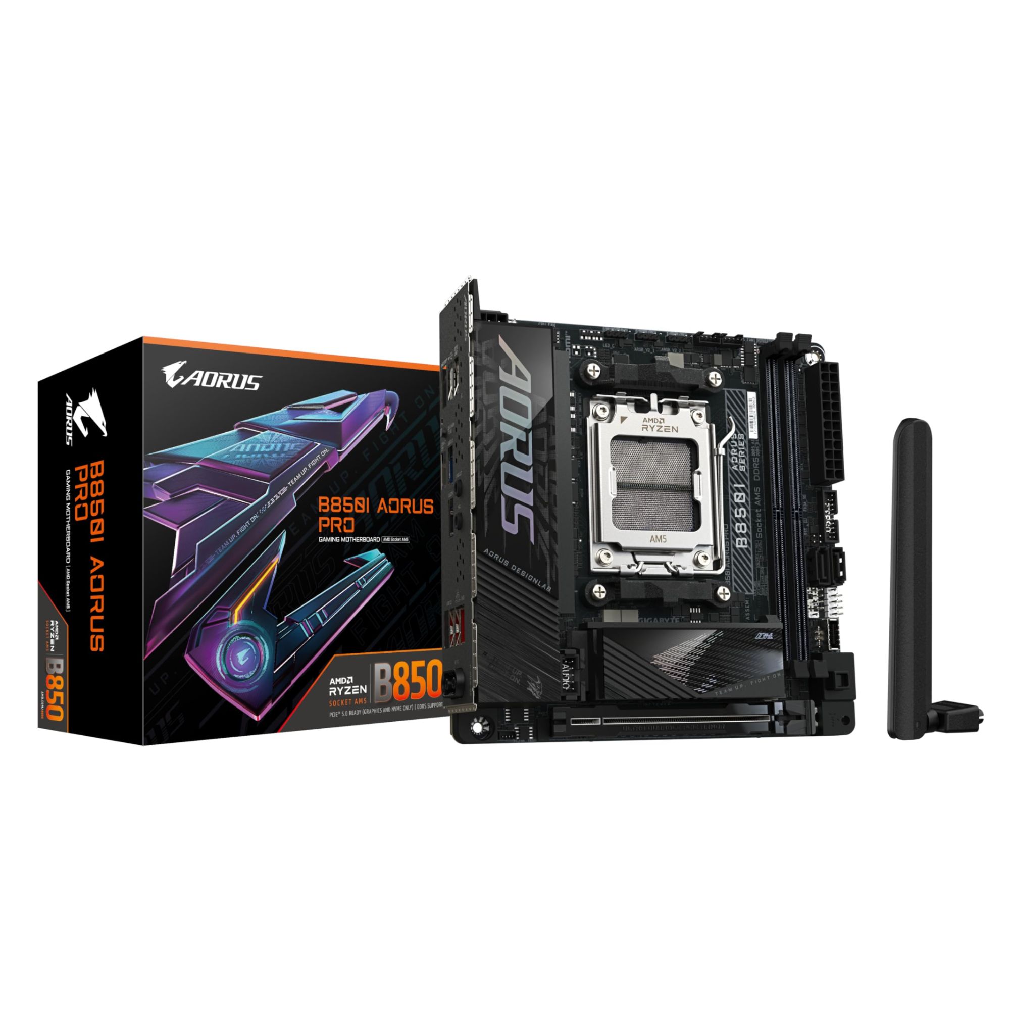 Gigabyte B850I AORUS PRO Motherboard - AMD Ryzen 9000 Series Processors, 8+2+1 Phase Digital VRM, Up to 8400MHz DDR5 (OC), 1x PCIe 5.0 + 1x PCIe 4.0 M.2, 2.5LAN, WIFI 7, USB 3.2 Gen 2