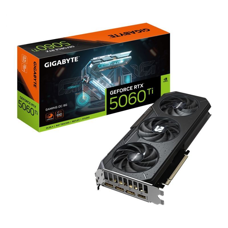 Gigabyte GeForce RTX 5060 Ti Gaming OC 8G - 8GB GDDR7, 128-bit, PCI-E 5.0, 2647MHz Core Clock, 3x DisplayPort, 1x HDMI