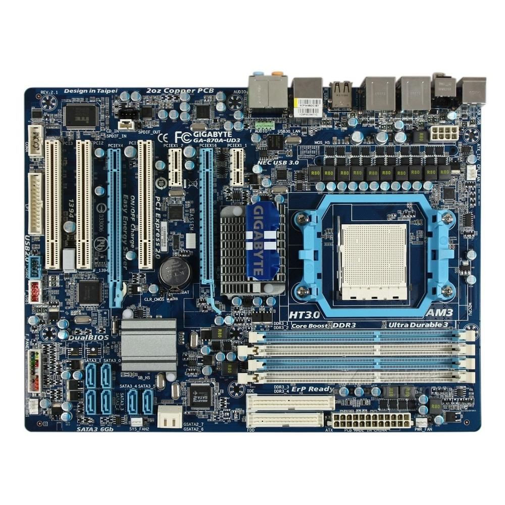 Gigabyte GA-870A-UD3 AMD 870 Motherboard, Socket AM3, DDR3, 32GB, ATX