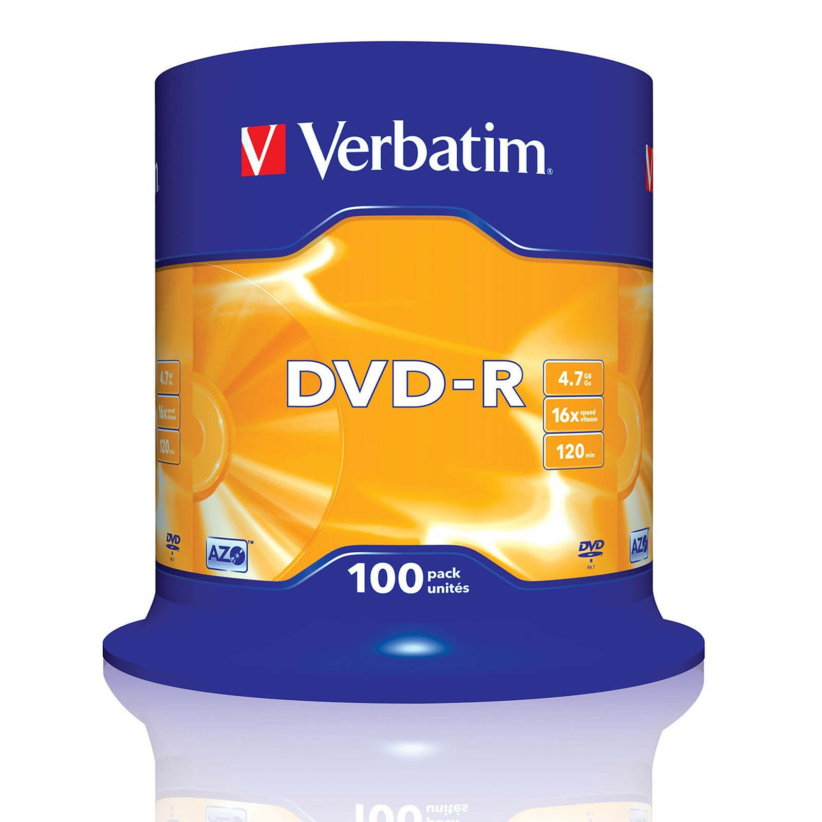 Verbatim DVD-R 4.7 GB certified 16x (pack of 100, spindle)