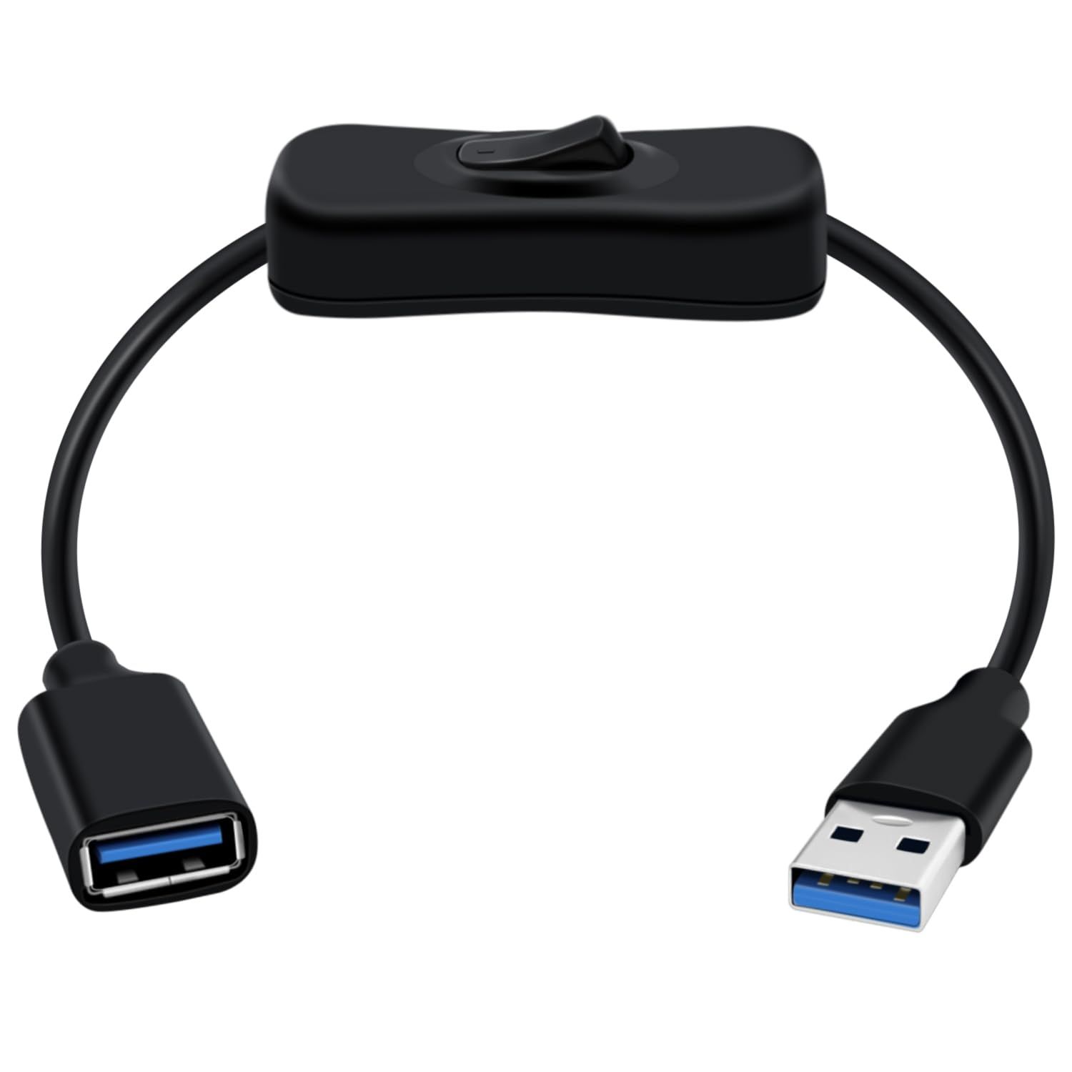 USB 3.0 Extension Cable with Switch, Supports Data Transfer and Power 5Gbps, Black, 2Ft (HUB6111056)