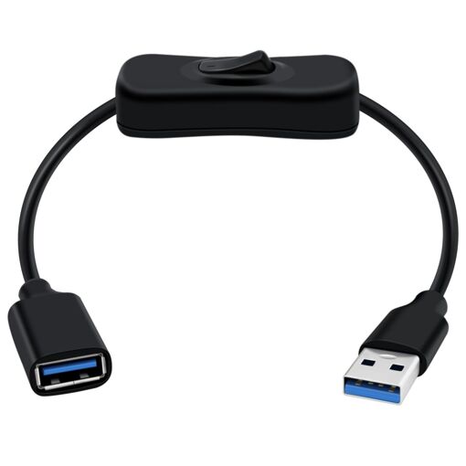 Cable de extensión USB 3.0 con interruptor, admite transferencia de datos y alimentación 5Gbps, negro, 2 Ft (HUB6111056)