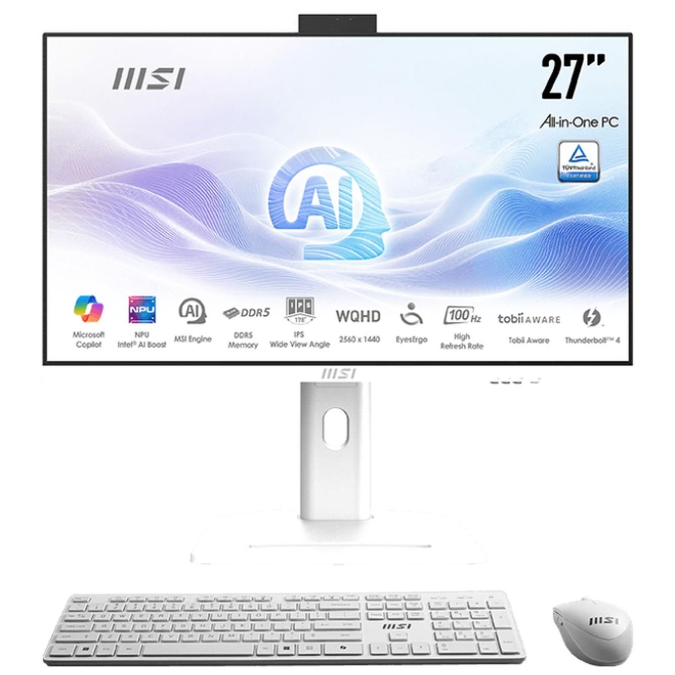 PC Todo en Uno MSI Modern AM273QP AI 1UM-081 (Pantalla de 27" IPS, QHD, Procesador Intel Core i7-155H, 32GB DDR5, 1TB SSD)