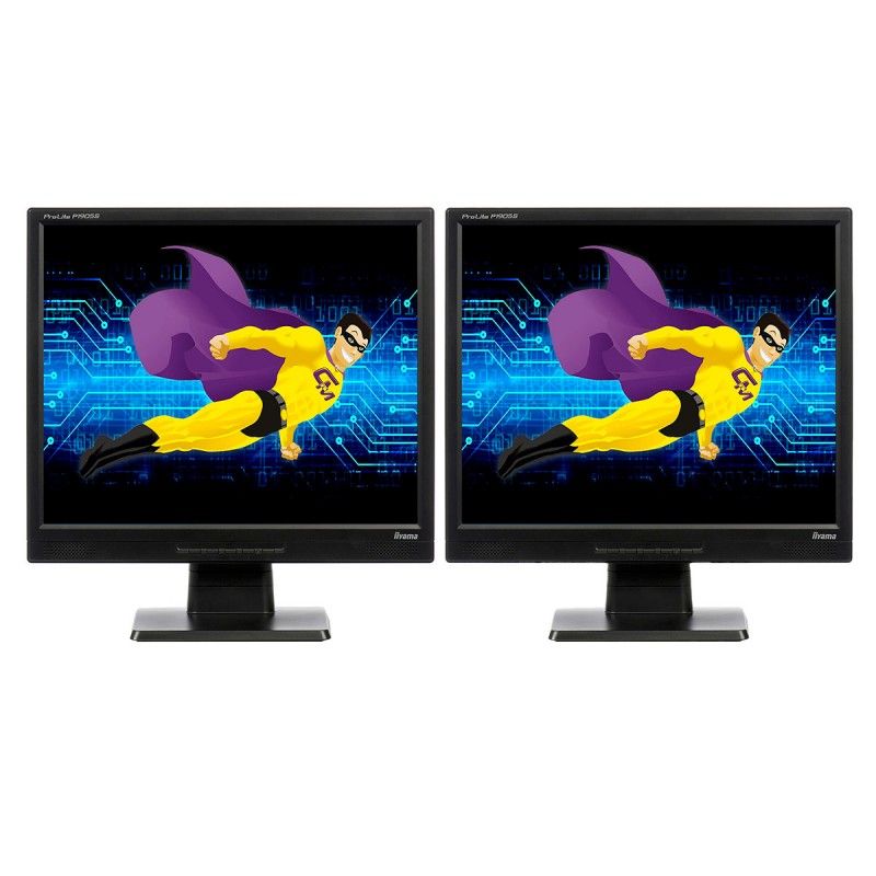 Iiyama ProLite P1905S-B2 19-Inch Dual-Screen Monitor (VGA, DVI, 5:4 Aspect Ratio)