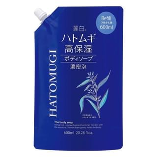 Jabón corporal KUMANO COSME Reihaku Hatomugi de alta hidratación, recarga de 600 ml