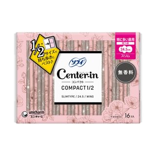 Toallitas sanitarias Unicharm Center-In Extra Día, 24,5 cm, Sin Fragancia - 16 unidades