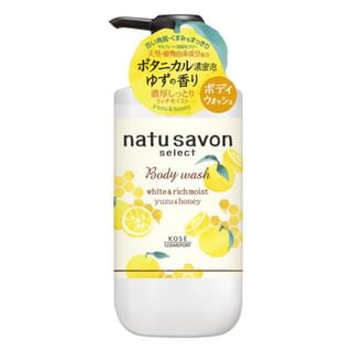 Jabón corporal Kose Natu Select, Blanco y Rico en Hidratación con Yuzu y Miel, 500 ml