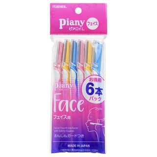 Navaja de afeitar facial FEATHER Piany con guardapieles - 6 unidades