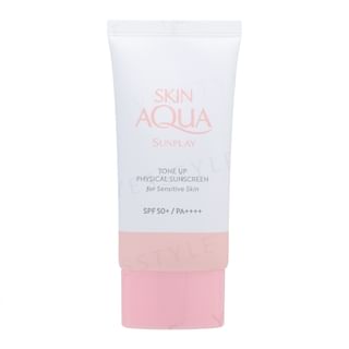 Loción solar mineral Rohto Mentholatum Sunplay Skin Aqua iluminadora para piel sensible SPF 50+ PA++++