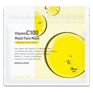 Máscara facial hidratante con vitamina C del 100 % de MAKE.iN, 30 hojas