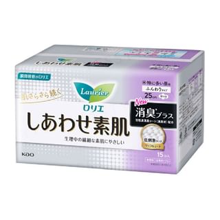 Serviettes hygiéniques deodorantes Kao Laurier F pour flux intense, 25 cm, paq. 15