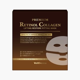 Set de mascarillas levantadoras de colágeno y retinol WellDerma Premium
