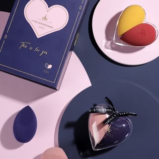 Set de esponjas de maquillaje Amortals con soporte de corazón - Azul y Rosa (lote de 2 unidades)