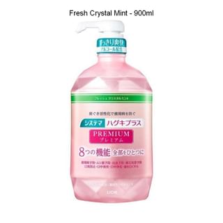 LION Systema Haguki Plus Premium Mouthwash - 900ml, Fresh Crystal Mint