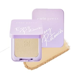 Fundación en polvo de control de aceite Cute Press Evory Retouch SPF 30 PA+++ N1 Beige Natural Claro