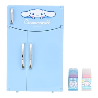 Ensemble SHOBIDO Sanrio Cinnamoroll avec étui réfrigérateur en forme de réfrigérateur et baume à lèvres (3 pièces)