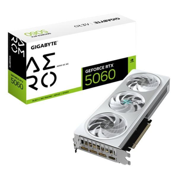 Gigabyte GeForce RTX 5060 AERO OC 8G Graphics Card - 8GB GDDR7, 128-bit, PCI-E 5.0, 2595MHz Core Clock, 3 x DisplayPort, 1 x HDMI