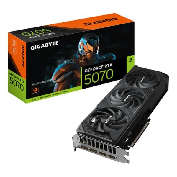 Gigabyte GeForce RTX 5070 WINDFORCE SFF 12G - 12GB GDDR7, 192-bit, PCI-E 5.0, 2512 MHz, 3x DP 2.1b, 1x HDMI 2.1b, DLSS 4