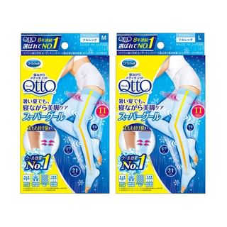 Media compresión de Dr.Scholl Japón - Medi Qtto Super Cool Piernas Completas, L, Azul Hielo