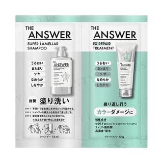 Kit de prueba Kao The Answer Super Lamella Shampoo y Tratamiento Reparador EX para daños del color
