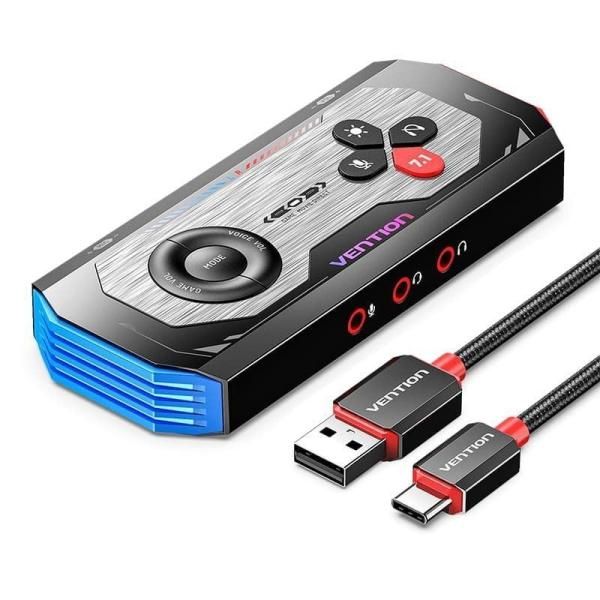 VENTION Gaming Sound Card with Amplifier CVAB0 - USB-C Male - 3x 3.5mm Female Jacks