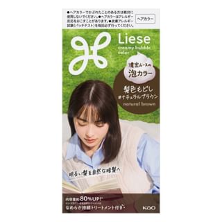 Kao Liese Creamy Bubble Hair Color Restorer, Natural Brown, 115ml