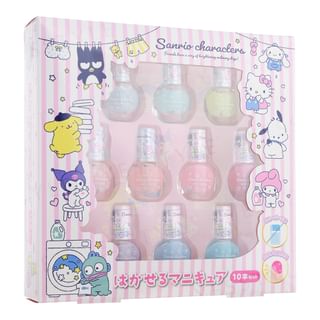 RACE Sanrio Character Peel-Off Nail Polish Set, 10 Pieces