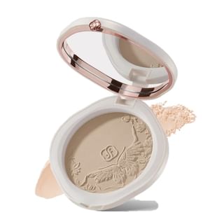 Polvo compacto de maquillaje Florasis Yurong con acabado difuminado y tono aerografiado (Colección Song Brocade Prestige) - 2 colores Z25 Loto, 9 g