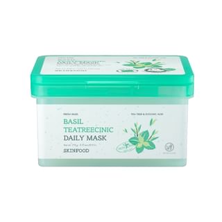Mascarilla diaria de SKINFOOD con té de albahaca y treecinic, 30 unidades