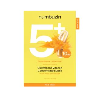 numbuzin No.5+ Glutathione Vitamin Concentrated Mask Set (10 sheets, 2025 Version)