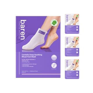 baren Centella Deep Soothing Ritual Foot Mask, 3 Pairs (2025 Version) - 18ml x 3