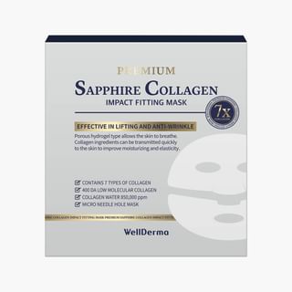 Masque WellDerma Saphir Collagène Premium, lot de 4 pièces de 25g