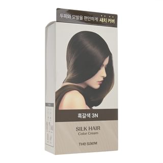 The Saem Silk Hair Color Cream - Gray Hair Cover, 5 Colors, 2025 Version (#3N Brown Black)