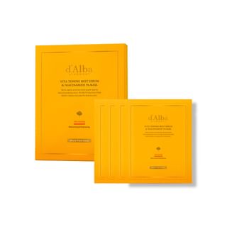 Kit de máscara tonificante y suero con ácido ascórbico al 99% y niacinamida al 5% de d'Alba Vita (28g x 4 hojas)