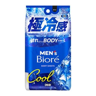 Hojas corporales Kao Biore Cool Océano para hombres, paquete de 26