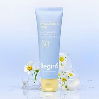 Crème solaire chimique vegan JUNG SAEM MOOL - BeginS Bleue Camomille Acide Hyaluronique Aqua