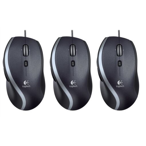 Kit de 3 ratones cableados Logitech M500 con sensor láser - Gris Carbón