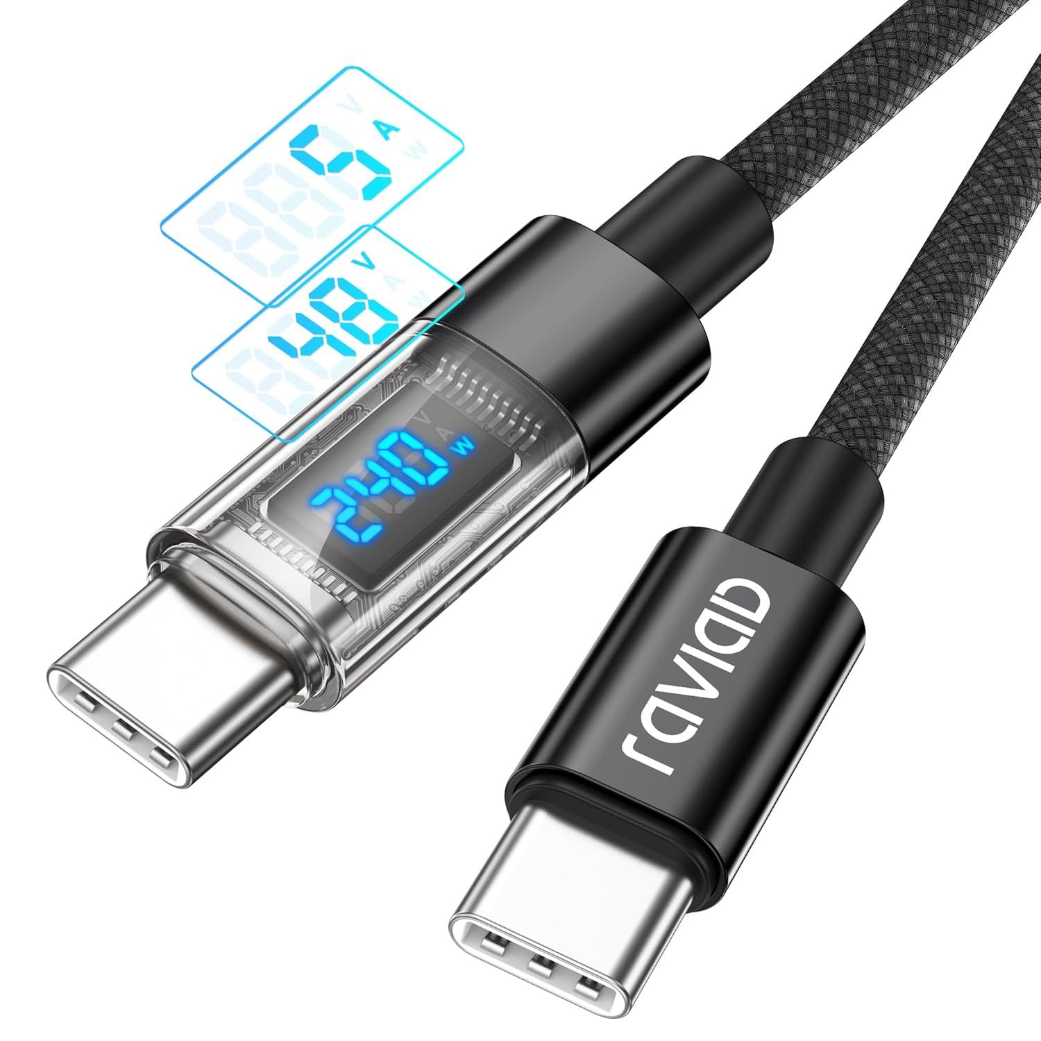 Câble USB-C vers USB-C KALANKA de 2 mètres, 240W, PD3.1, 5A pour charge rapide QC3.0, iPhone 16/15 Pro Max, Samsung Galaxy S24/S23, MacBook Pro, Pad Pro, Tablette, Huawei, Google Pixel