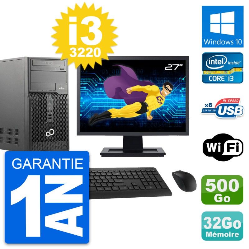 Fujitsu P510 MT 27-Inch PC - i3-3220, 32GB RAM, 500GB HDD, Windows 10