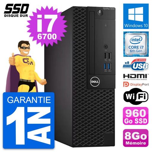 Dell OptiPlex 3050 SFF - Core i7, 8GB RAM, 960GB SSD, HDMI, WiFi