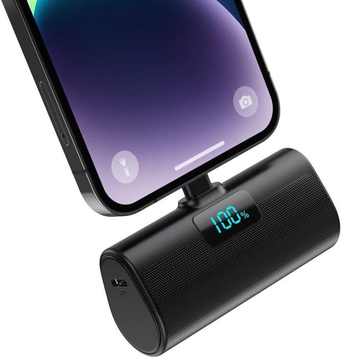 Batterie externe Kalanka mini pour iPhone 5200 mAh, chargeur externe PD 20 W avec affichage LCD, compatible avec iPhone 14/13/12/11/Xr/X/8/Se