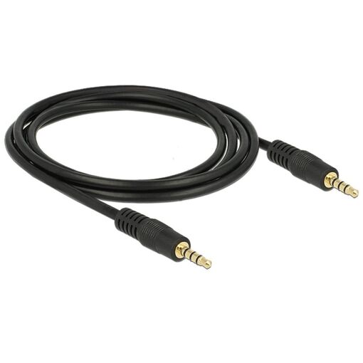 Cable de audio Delock - 2 m, Macho mini jack 4 polos a macho mini jack 4 polos - Negro