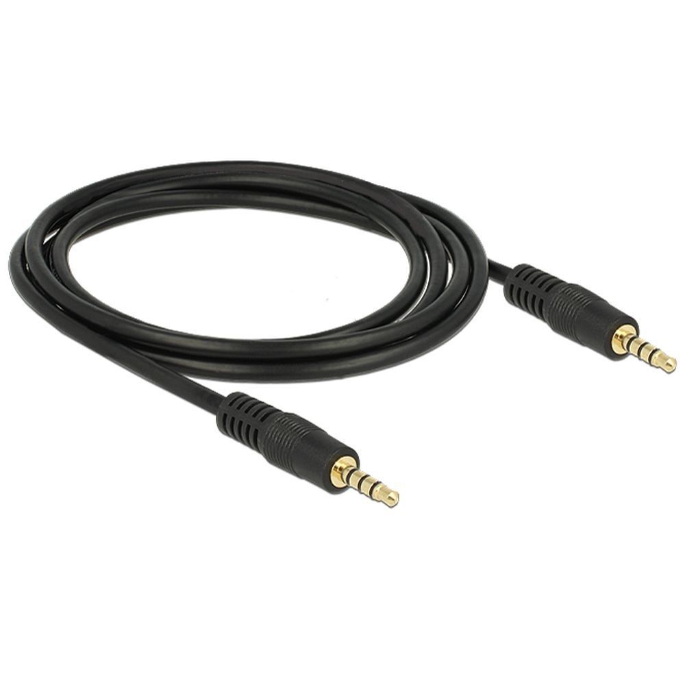 Câble audio Delock - 2 m, Mâle mini jack 4 contacts à mâle mini jack 4 contacts - Noir