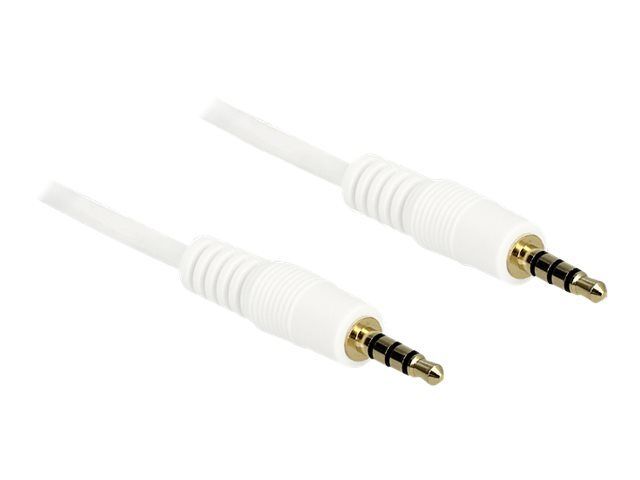 Câble audio Delock - 1 m, mini jack 4 broches mâle à mini jack 4 broches mâle, blanc