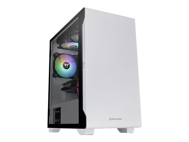 Boîtier Thermaltake S100 TG Snow - Édition Neige en Verre Trempé - Micro ATX - Panneau latéral vitré - Sans alimentation PS/2 - Blanc - USB/Audio