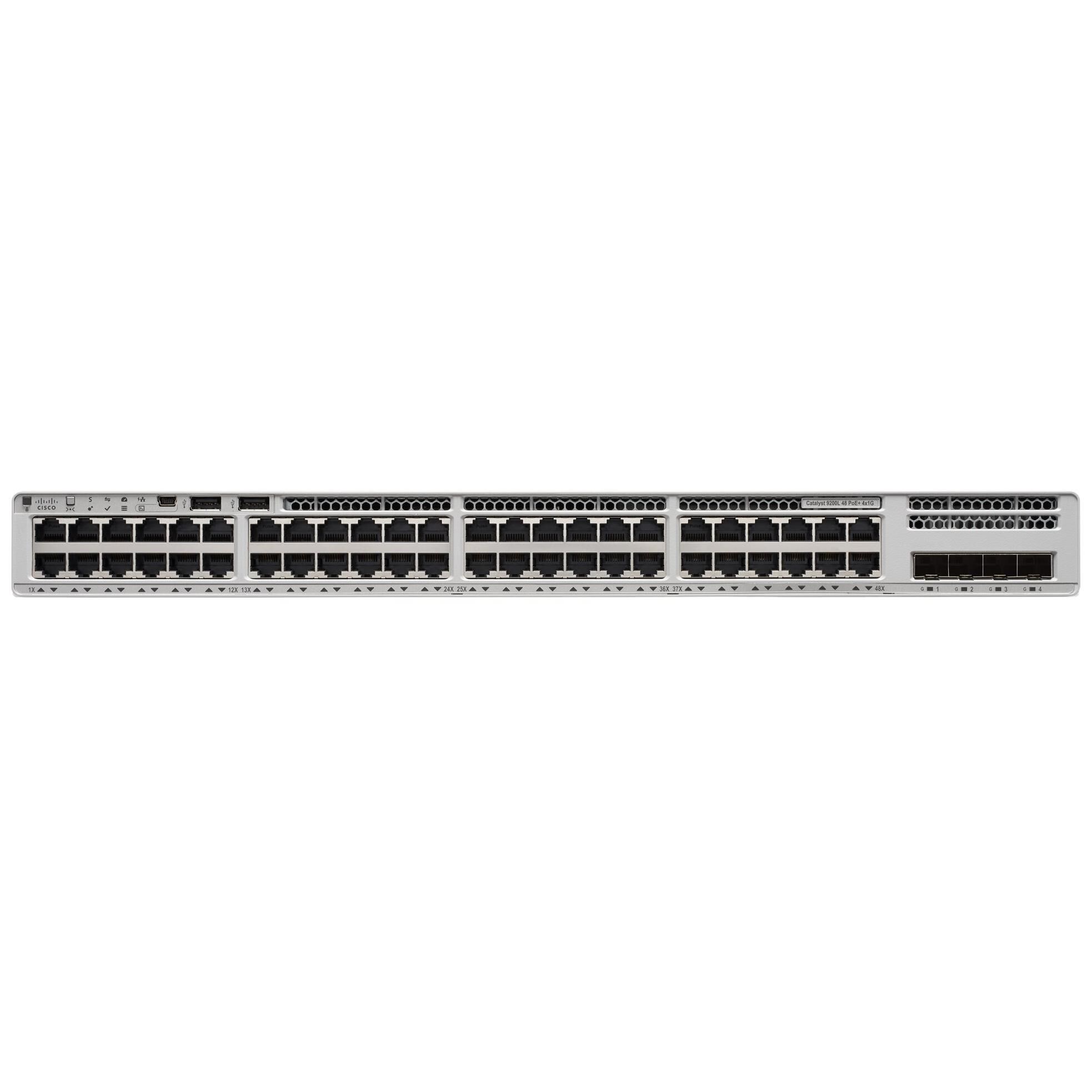 Commutador Cisco Catalyst 9200L - Red de Ventaja - C3, 48 puertos 10/100/1000 PoE+ y 4x SFP Gigabit (subida), Montable en rack, 1440W PoE+