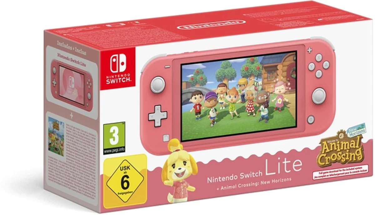 Nintendo Switch Lite Coral & Animal Crossing: New Horizons